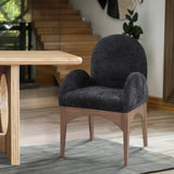 Waldorf Dining Chair - Elegant Chenille Fabric Arm Chair with Solid Ash Wood and Natural Finish