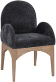Waldorf Dining Chair - Elegant Chenille Fabric Arm Chair with Solid Ash Wood and Natural Finish