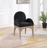 Waldorf Dining Chair - Elegant Chenille Fabric Arm Chair with Solid Ash Wood and Natural Finish