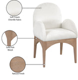 Waldorf Dining Chair - Elegant Chenille Fabric Arm Chair with Solid Ash Wood and Natural Finish