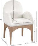 Waldorf Dining Chair - Elegant Chenille Fabric Arm Chair with Solid Ash Wood and Natural Finish
