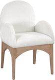 Waldorf Dining Chair - Elegant Chenille Fabric Arm Chair with Solid Ash Wood and Natural Finish