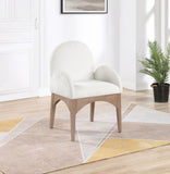 Waldorf Dining Chair - Elegant Chenille Fabric Arm Chair with Solid Ash Wood and Natural Finish
