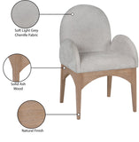 Waldorf Dining Chair - Elegant Chenille Fabric Arm Chair with Solid Ash Wood and Natural Finish