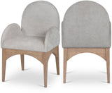 Waldorf Dining Chair - Elegant Chenille Fabric Arm Chair with Solid Ash Wood and Natural Finish