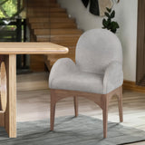 Waldorf Dining Chair - Elegant Chenille Fabric Arm Chair with Solid Ash Wood and Natural Finish