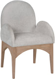 Waldorf Dining Chair - Elegant Chenille Fabric Arm Chair with Solid Ash Wood and Natural Finish