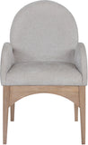 Waldorf Dining Chair - Elegant Chenille Fabric Arm Chair with Solid Ash Wood and Natural Finish