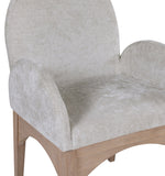 Waldorf Dining Chair - Elegant Chenille Fabric Arm Chair with Solid Ash Wood and Natural Finish
