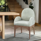 Waldorf Dining Chair - Elegant Chenille Fabric Arm Chair with Solid Ash Wood and Natural Finish