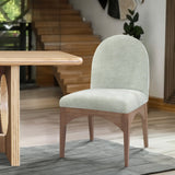 Waldorf Dining Chair - Elegant Chenille Fabric Arm Chair with Solid Ash Wood and Natural Finish