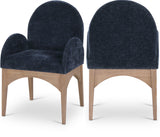 Waldorf Dining Chair - Elegant Chenille Fabric Arm Chair with Solid Ash Wood and Natural Finish