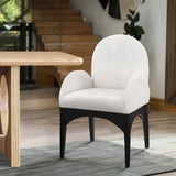 Waldorf Boucle Fabric Dining Arm Chair - Elegant Solid Ash Wood Design for Cozy Dining Experiences