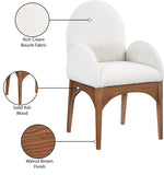 Waldorf Elegant Boucle Fabric Dining Arm Chair with Solid Ash Wood Frame for Stylish Comfort