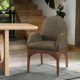 Waldorf Elegant Boucle Fabric Dining Arm Chair with Solid Ash Wood Frame for Stylish Comfort