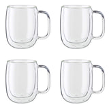 ZWILLING Sorrento Plus 4-pc Double Wall Glass Coffee Mugs, Insulated Coffee Mug, Clear