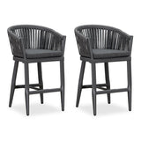 PURPLE LEAF Counter Stools Bar Stools Rattan Bar Stools Wicker Bar Chairs Woven Aluminum Barstools with Back and Cushions