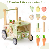 ROBUD Wooden Baby Push Walker Green Farm