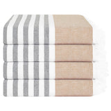 4 Packed Terry Peshtemal and Premium Beach Towel, Mediterranean Cotton Turkish Peshtemals, 35" x 60", Modern & Traditional Turkish Bath Towels