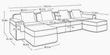 MARTHA 153" 4-Seater Sofa with 2 Ottomans