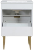 Modernist Quartz Bathroom Vanity with Elegant White Finish and Contemporary Gold Accents Design