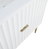 Modernist Quartz Bathroom Vanity with Elegant White Finish and Contemporary Gold Accents Design