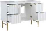 Modernist Quartz Bathroom Vanity with Elegant White Finish and Contemporary Gold Accents Design