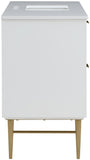 Modernist Quartz Bathroom Vanity with Elegant White Finish and Contemporary Gold Accents Design