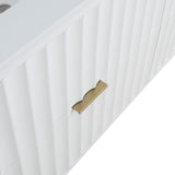 Modernist Quartz Bathroom Vanity with Elegant White Finish and Contemporary Gold Accents Design