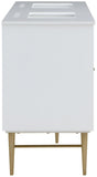 Modernist Quartz Bathroom Vanity with Elegant White Finish and Contemporary Gold Accents Design
