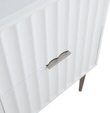 Modernist Quartz Bathroom Vanity with Elegant White Finish and Contemporary Gold Accents Design