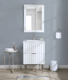 Modernist Quartz Bathroom Vanity with Elegant White Finish and Contemporary Gold Accents Design