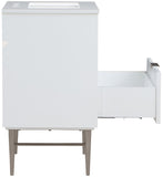 Modernist Quartz Bathroom Vanity with Elegant White Finish and Contemporary Gold Accents Design