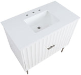 Modernist Quartz Bathroom Vanity with Elegant White Finish and Contemporary Gold Accents Design