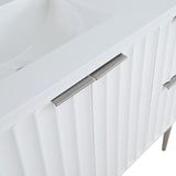 Modernist Quartz Bathroom Vanity with Elegant White Finish and Contemporary Gold Accents Design