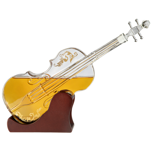 Glass Violin Decanter, Mahogany Base - 1000 ML