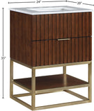 Monad Carrara Marble Contemporary Bathroom Vanity with Brushed Gold Base and Elegant Design