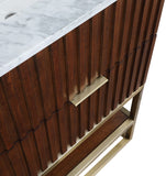 Monad Carrara Marble Contemporary Bathroom Vanity with Brushed Gold Base and Elegant Design