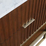 Monad Carrara Marble Contemporary Bathroom Vanity with Brushed Gold Base and Elegant Design