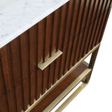 Monad Carrara Marble Contemporary Bathroom Vanity with Brushed Gold Base and Elegant Design