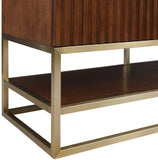 Monad Carrara Marble Contemporary Bathroom Vanity with Brushed Gold Base and Elegant Design