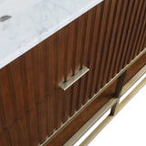 Monad Carrara Marble Contemporary Bathroom Vanity with Brushed Gold Base and Elegant Design