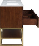 Monad Carrara Marble Contemporary Bathroom Vanity with Brushed Gold Base and Elegant Design