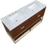 Monad Carrara Marble Contemporary Bathroom Vanity with Brushed Gold Base and Elegant Design