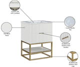 Monad Carrara Marble Contemporary Bathroom Vanity with Brushed Gold Base and Elegant Design