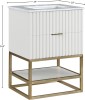 Monad Carrara Marble Contemporary Bathroom Vanity with Brushed Gold Base and Elegant Design