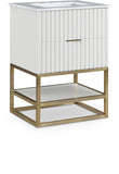 Monad Carrara Marble Contemporary Bathroom Vanity with Brushed Gold Base and Elegant Design