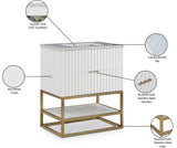 Monad Carrara Marble Contemporary Bathroom Vanity with Brushed Gold Base and Elegant Design