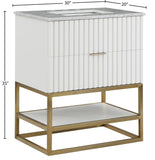 Monad Carrara Marble Contemporary Bathroom Vanity with Brushed Gold Base and Elegant Design