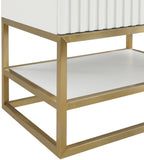 Monad Carrara Marble Contemporary Bathroom Vanity with Brushed Gold Base and Elegant Design